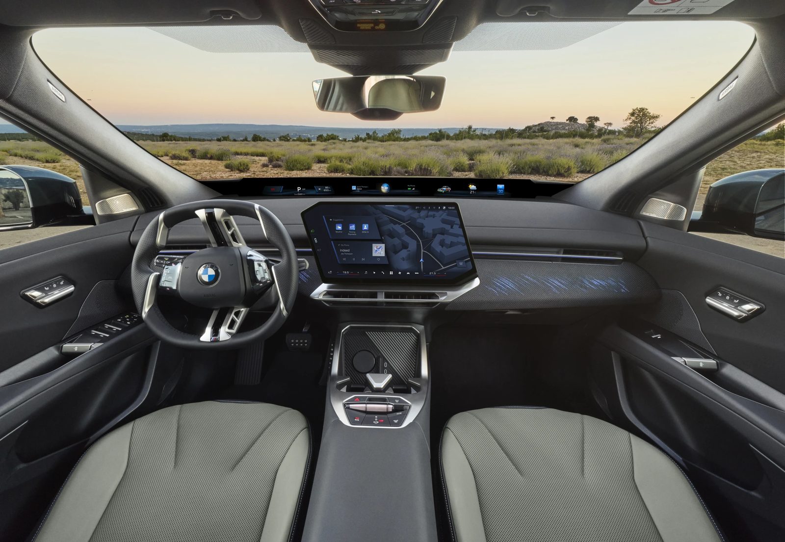 BMW iX4 Neue Klasse Global 2027 - main model photo, interior, dashboard wide lhd, Europe market