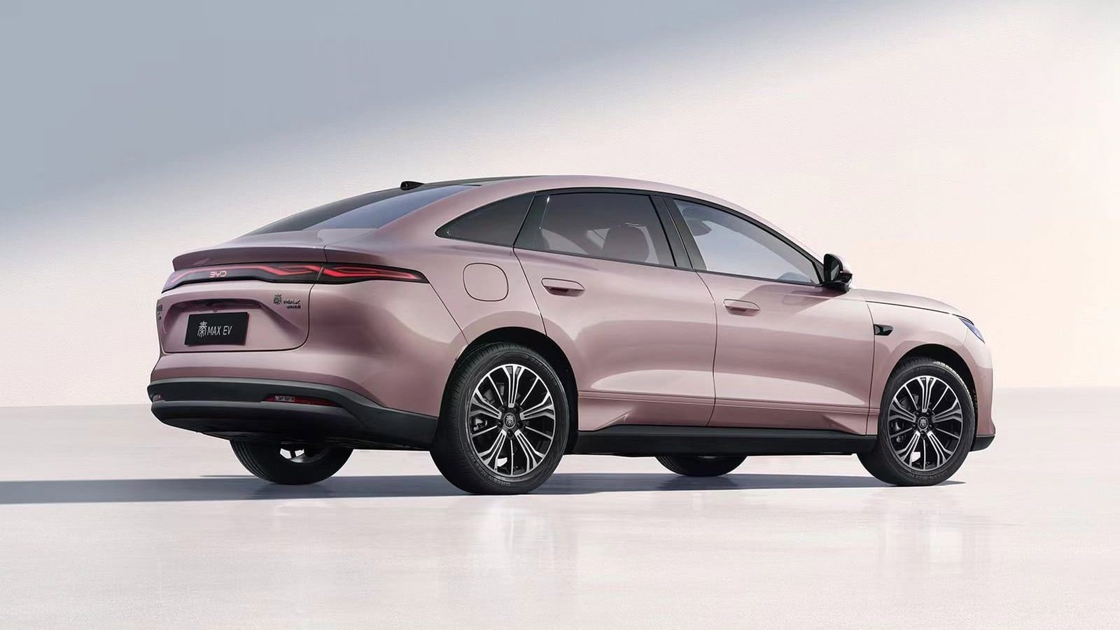 BYD Qin Max EV / DM-i 2026 - exterior, rear three quarter pink official preview, China pre-launch/reference market