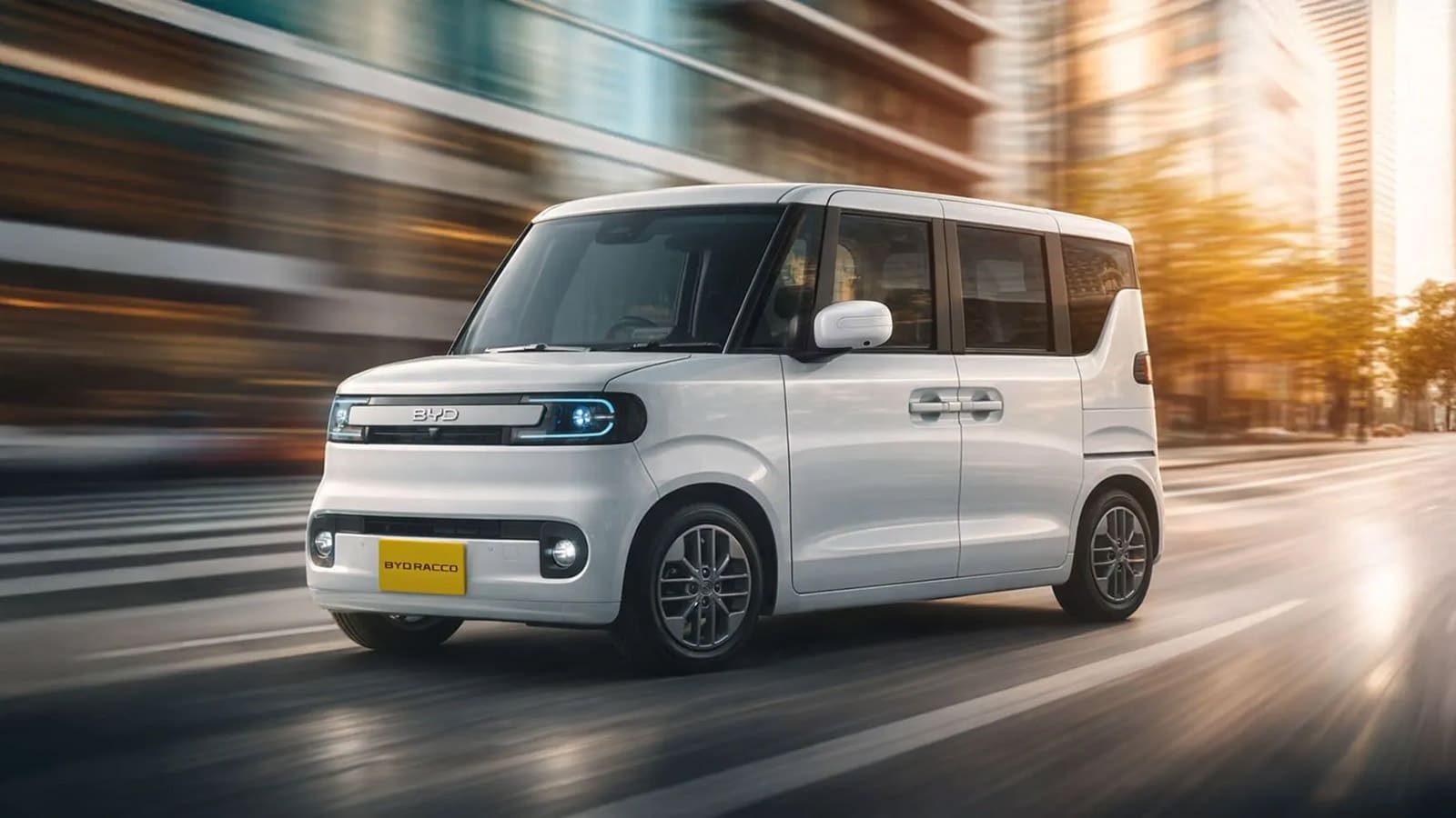 BYD Racco EV 2026 - exterior, front three quarter motion, Japan launch reference market