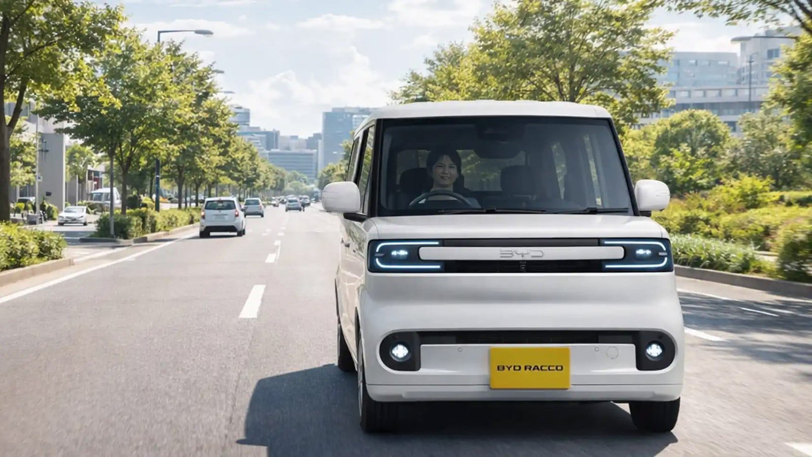 BYD Racco EV 2026 - exterior, front view street, Japan launch reference market