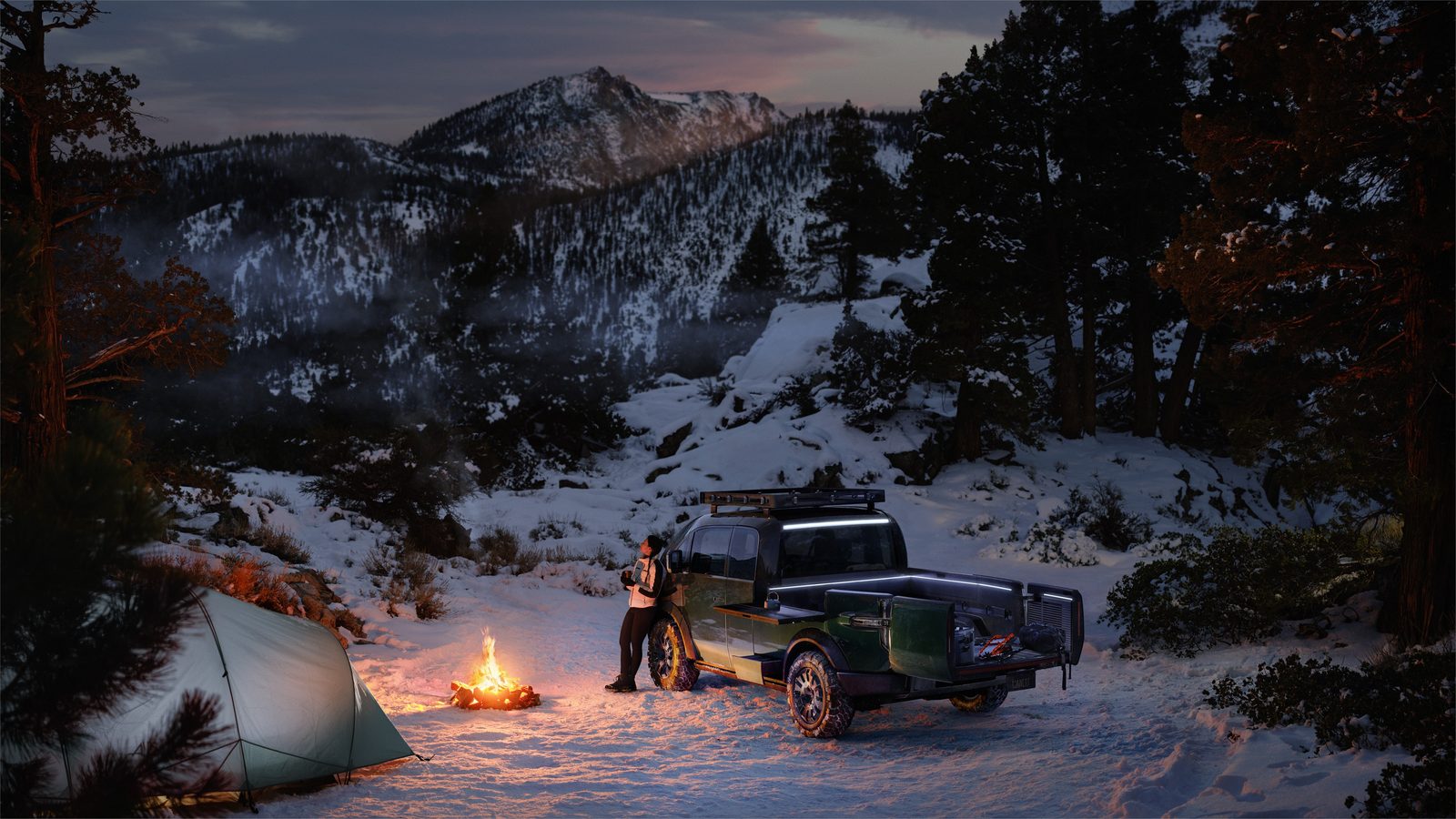Canoo Pickup Truck 2023 - main model photo, exterior, front three quarter camp, US cancelled concept/reference market