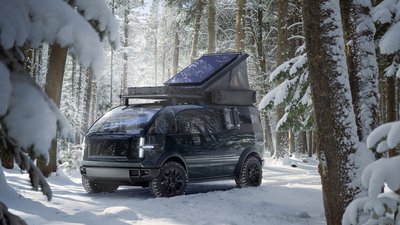 Canoo Pickup Truck 2023 - exterior, front three quarter snow, US cancelled concept/reference market