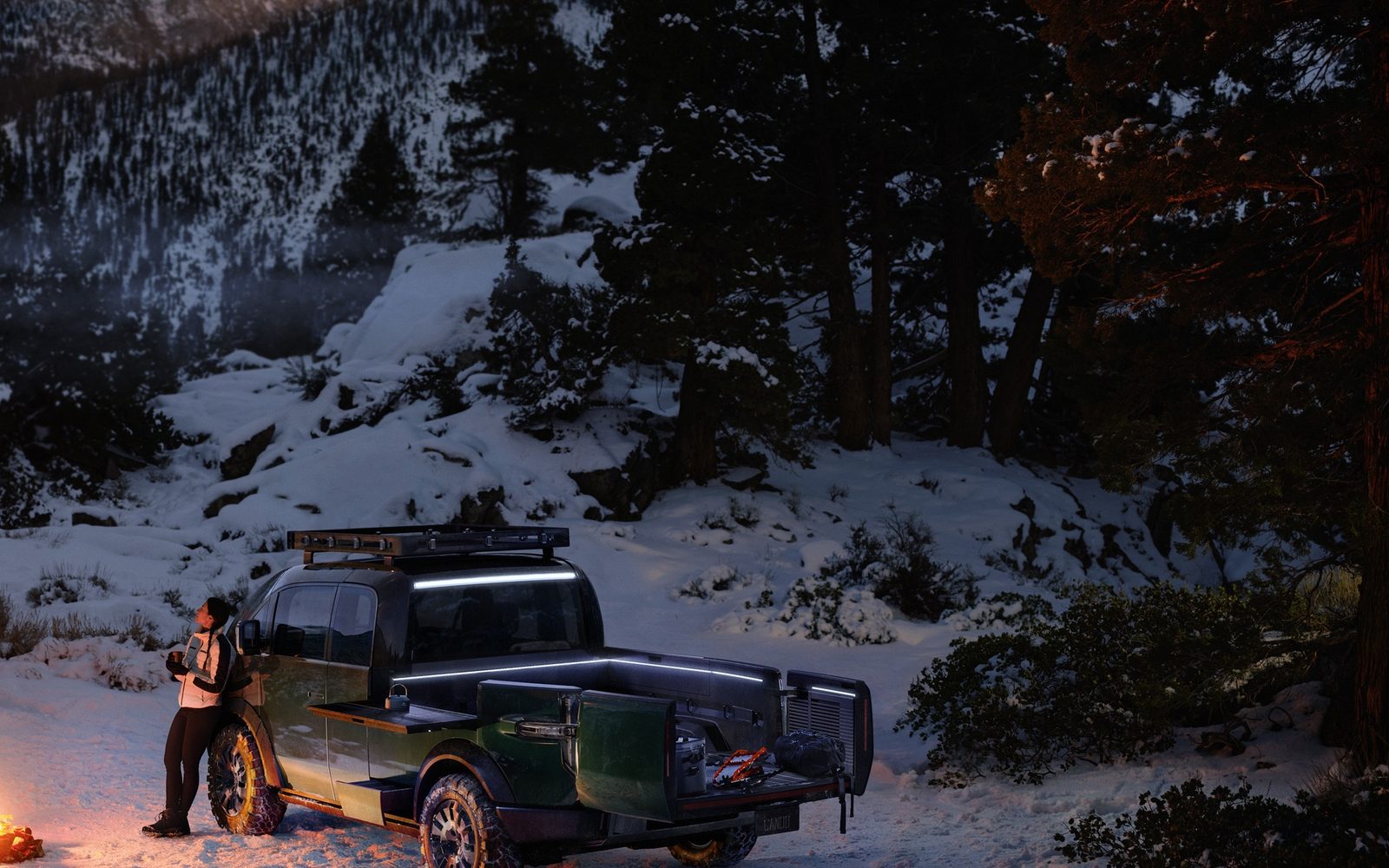 Canoo Pickup Truck 2023 - exterior, rear three quarter camp detail, US cancelled concept/reference market