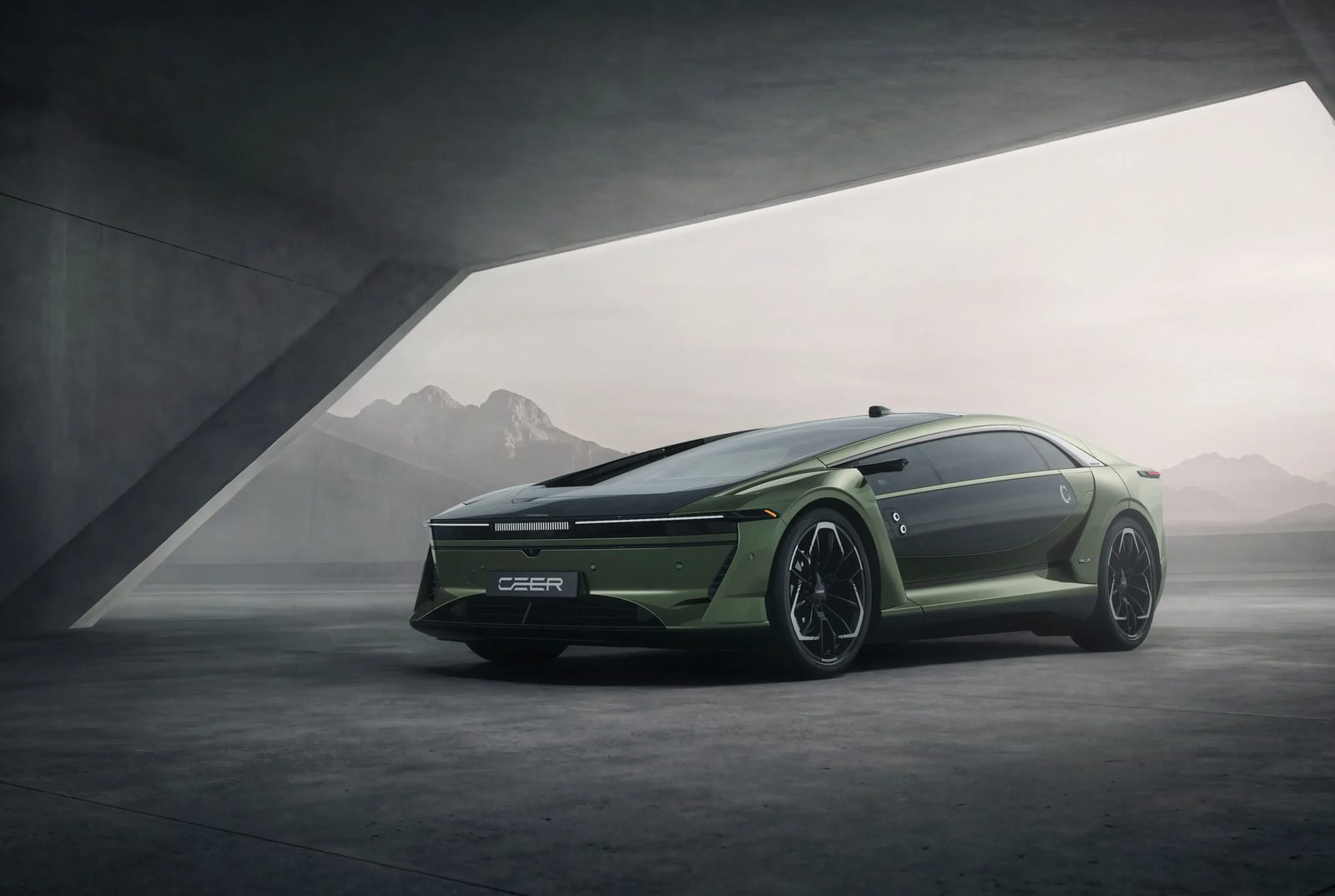 CEER EXOBOT Sedan 2026 - exterior, front 3q green