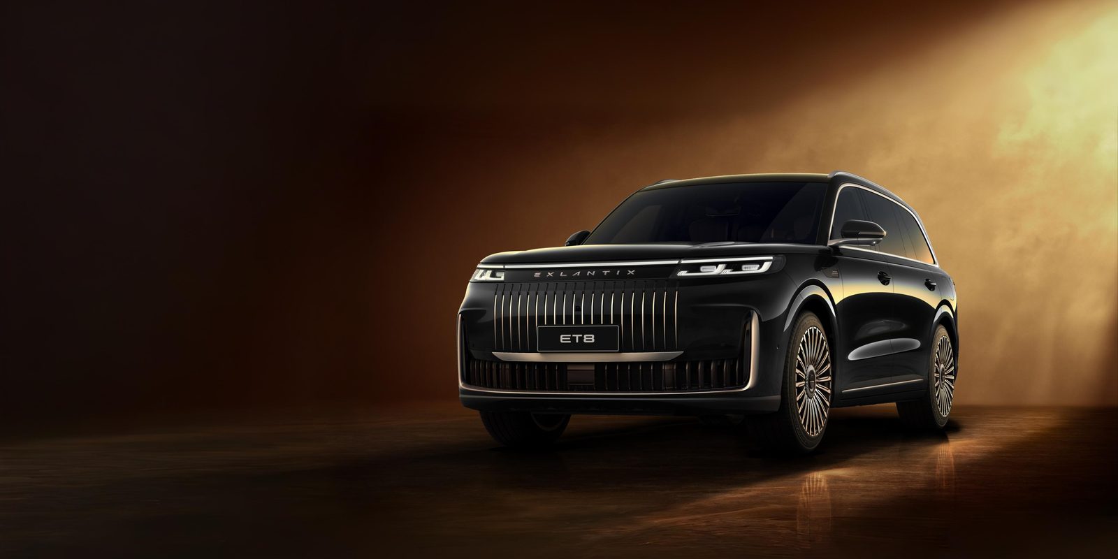 Chery Group ESTEO Exlantix ET8 2026 - exterior, front three quarter black motion, Russia announced/watchlist market