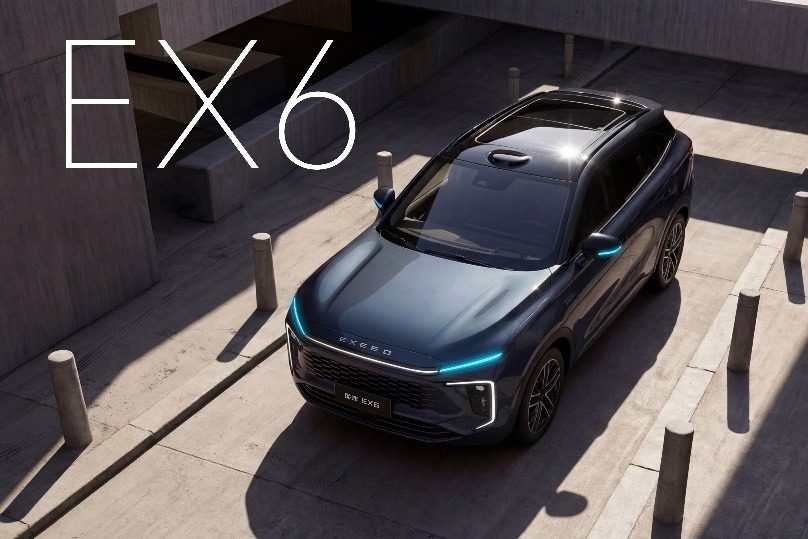 Chery Group Exeed EX6 2026 - main model photo, exterior, overhead front 3q, China announcement reference market