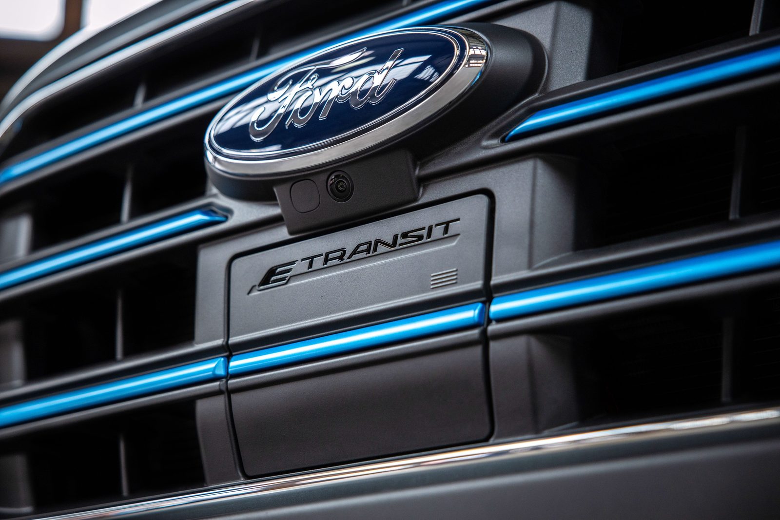 Ford E-Transit 2022 - exterior, front badge, United States / EV Query only market