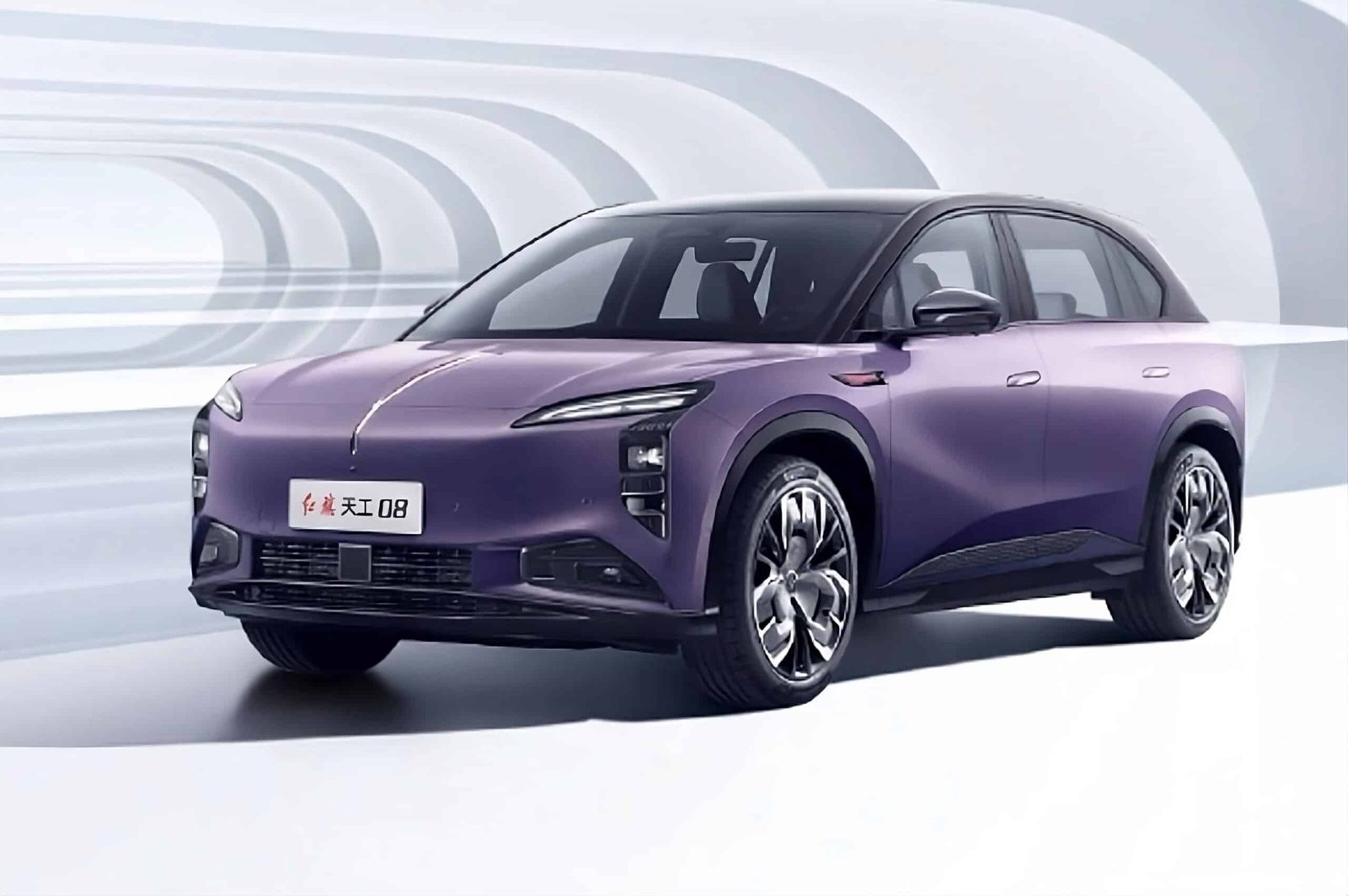 Hongqi Tiangong 08 2025 - exterior, front 3q studio purple, China gallery reference market