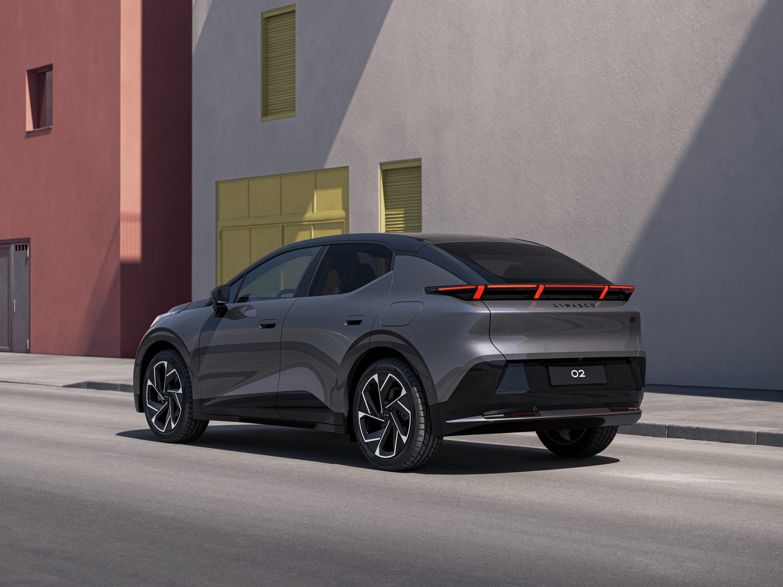 Lynk & Co 02 2025 - exterior, rear 3q gray, Europe / global market