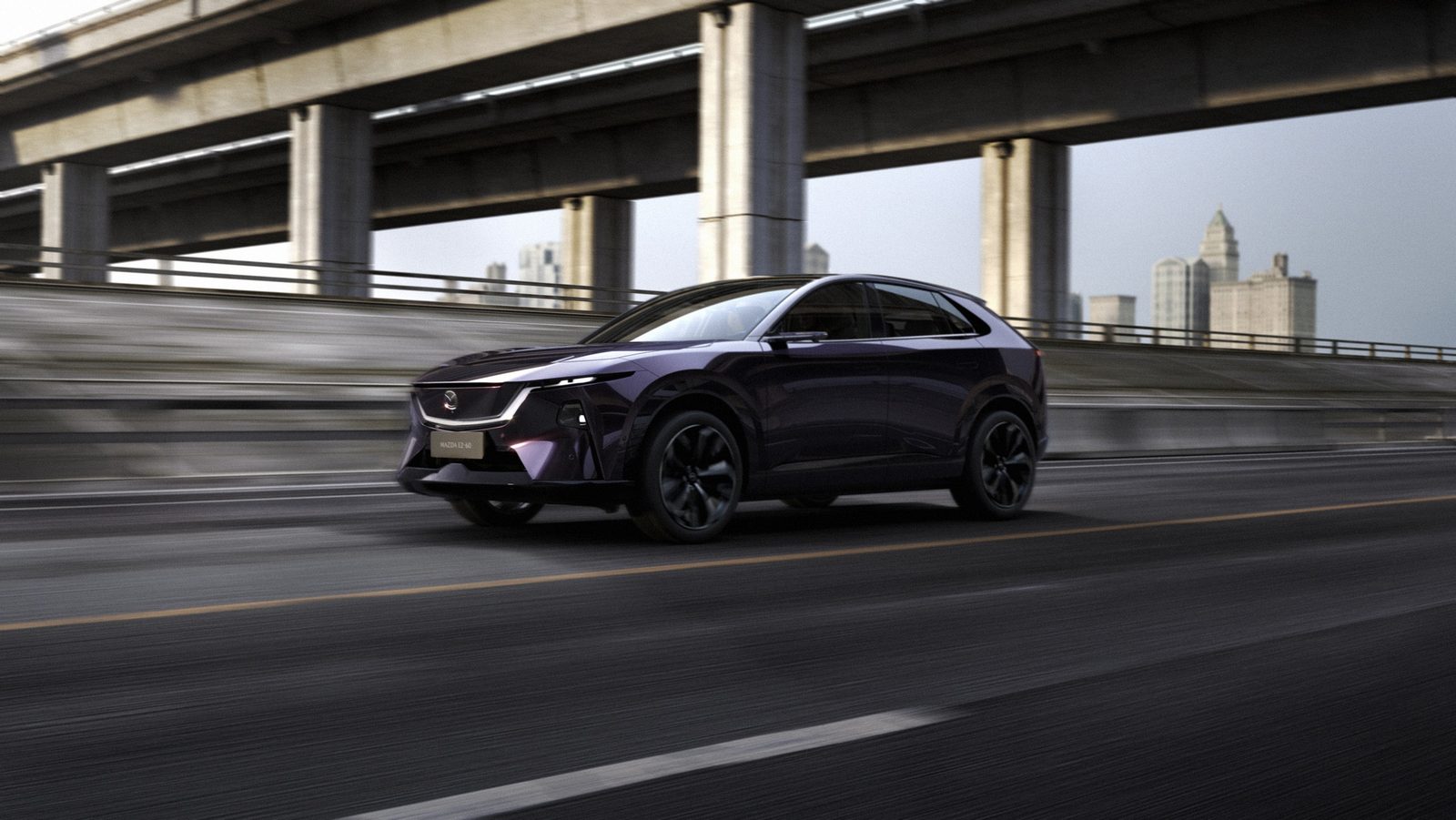Mazda CX-6e Global 2026 - exterior, front three-quarter view, Global/Europe reference via Mazda CX-6e / EZ-60 model line market
