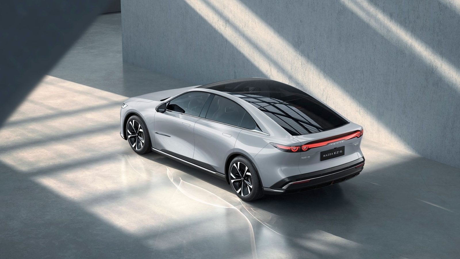 Mazda6e Global 2025 - exterior, top three quarter, Global/Europe reference via Mazda6e/EZ-6 donor market