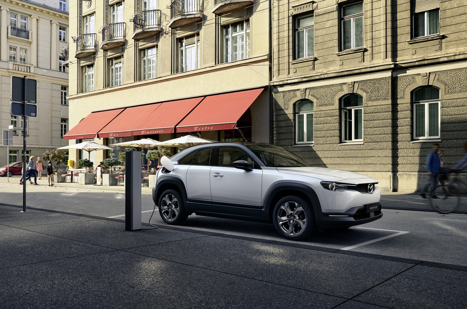 Mazda MX-30 EV Global 2020 - main model photo, exterior, side charging, Global/Europe market