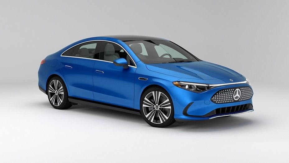 Mercedes-Benz Mercedes-AMG CLA 45 4MATIC+ electric 2026 - exterior, front three quarter blue, US/Global reference market