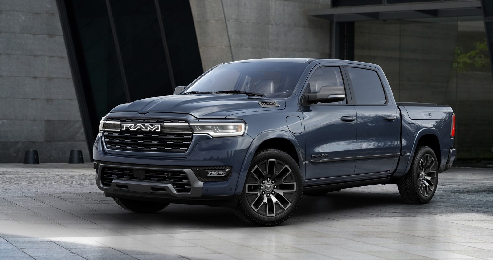 Ram 1500 REV 2025 - main model photo, exterior, front three-quarter view, US / global reference market