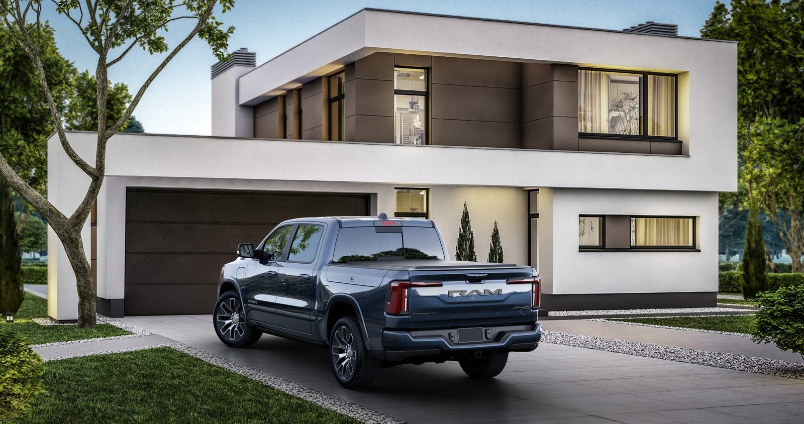 Ram 1500 REV 2025 - exterior, rear three-quarter view, US / global reference market