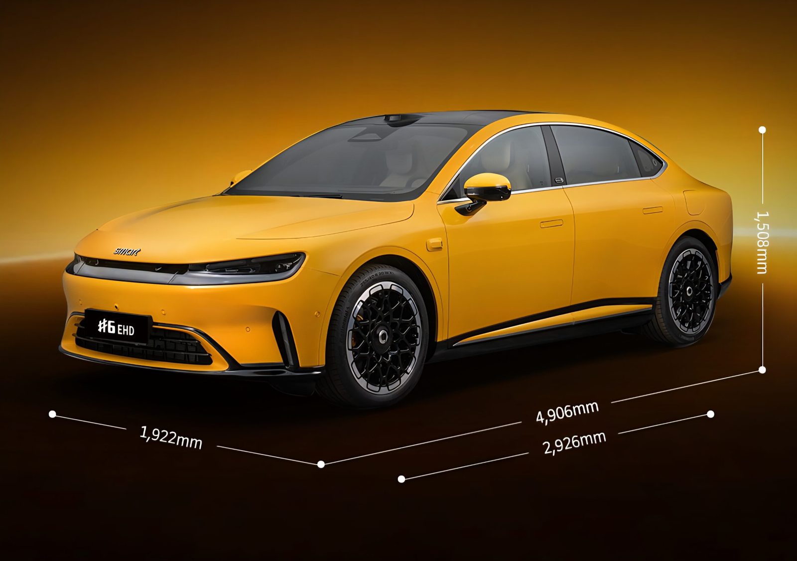 Smart #6 EHD Super Hybrid 2026 - exterior, front 3q dimensions