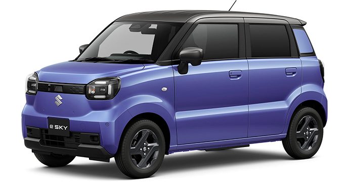 Suzuki e SKY Japan 2026 - main model photo, exterior, front three quarter blue, Japan market