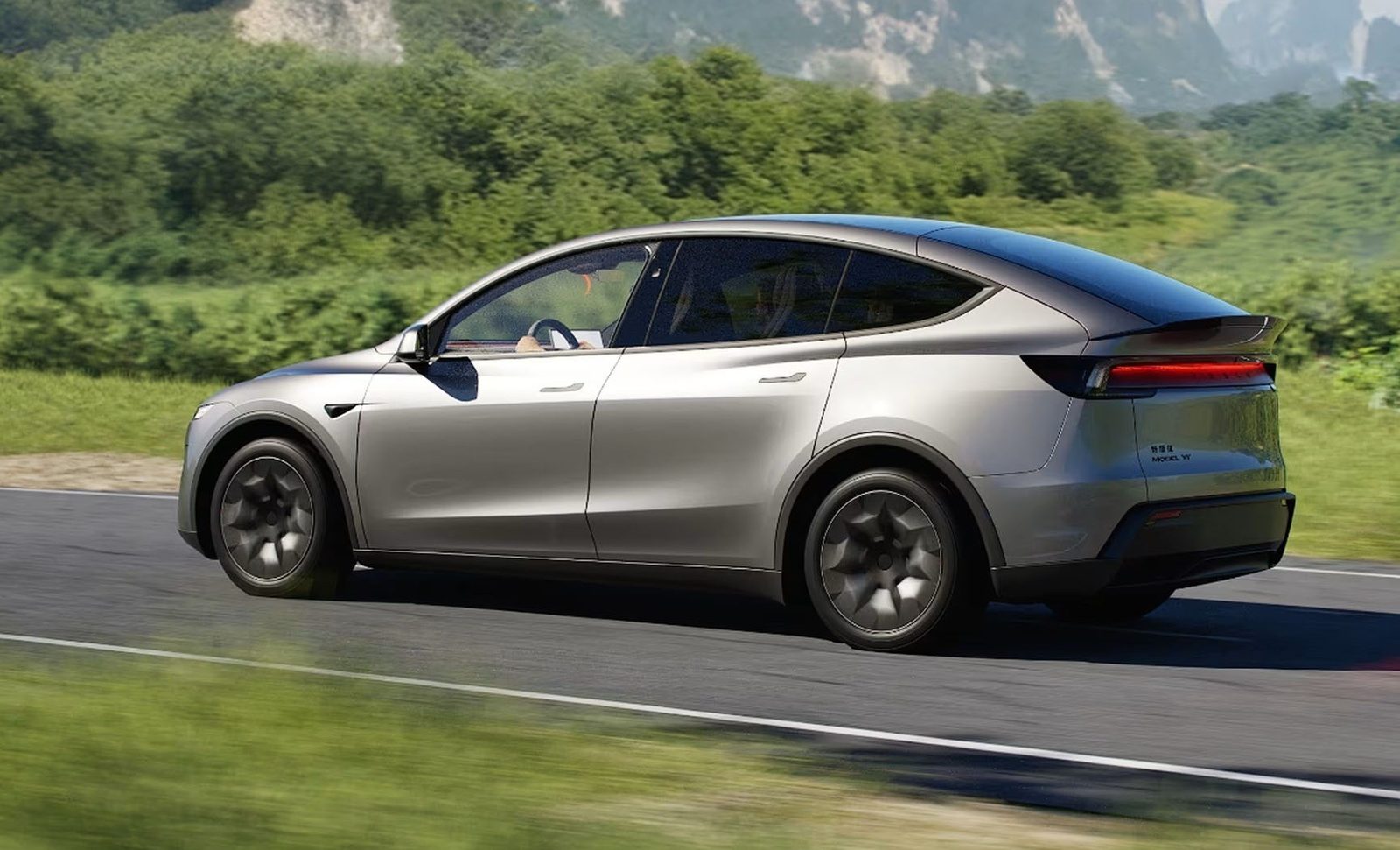 Tesla Model Y L US 2026 - exterior, side profile detail crop, United States / China exact body reference market
