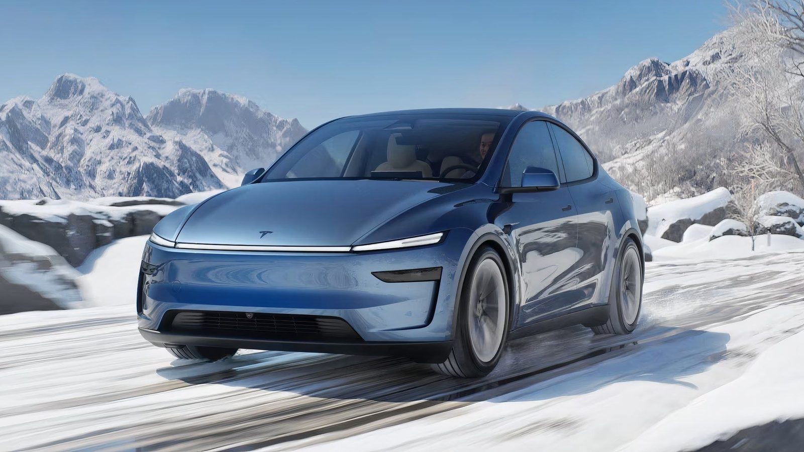 Tesla Model Y US 2025 — главное фото модели, экстерьер, вид спереди 3/4, рынок US / global Model Y visual proxy