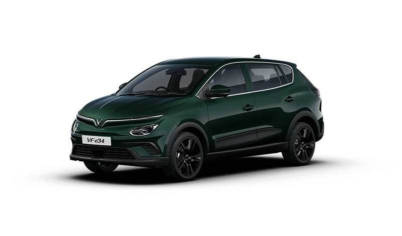 VinFast VF e34 2021 - exterior, front 3q green, Indonesia / global reference market